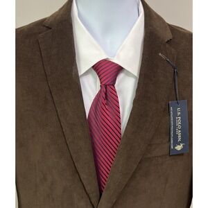 New US Polo Assn Blazer Corduroy Sport Coat Taupe Brown Elbow Patch RAM1013J 38S